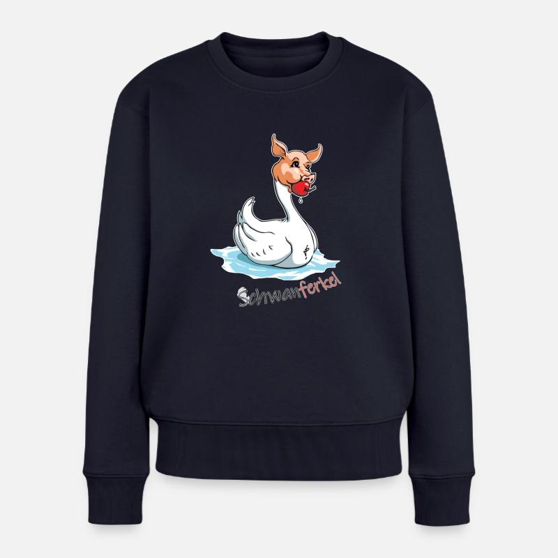 Schwanferkel - Frauen Premium Bio Pullover - Navy