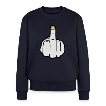 mittelfinger_colors - Frauen Premium Bio Pullover - Navy - Vorne - Julia (174cm)