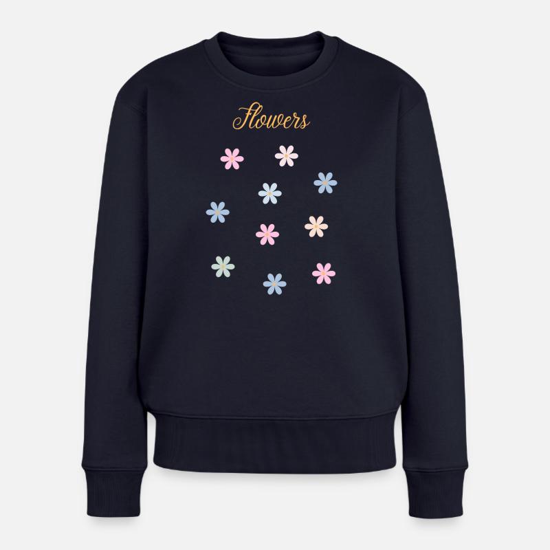 Pastell-Blütenzauber: Elegantes Blumen-Design - Frauen Premium Bio Pullover - Navy