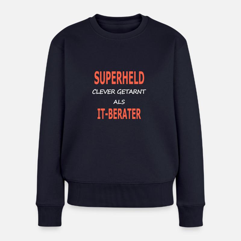 itberater_superheld - Frauen Premium Bio Pullover - Navy