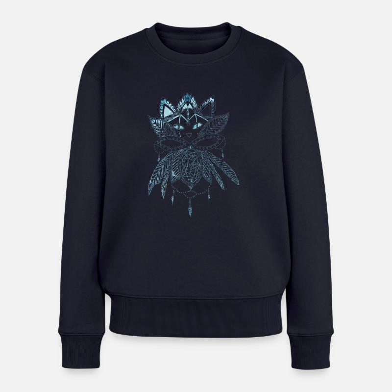 Mystic Cat - Frauen Premium Bio Pullover - Navy