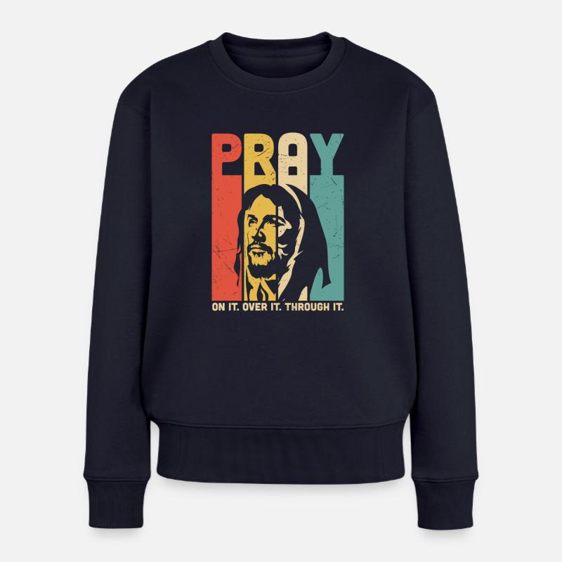 Christliche Sprüche - Frauen Premium Bio Pullover - Navy