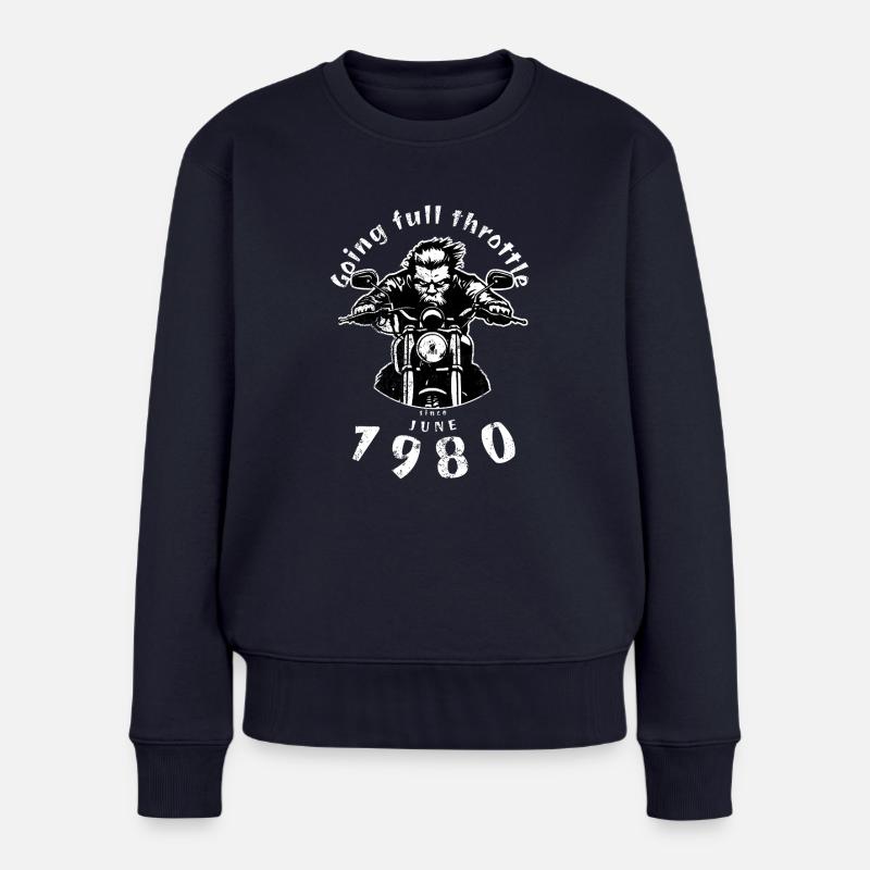 45. Geburtstag Going full throttle since 06/1980 - Frauen Premium Bio Pullover - Navy