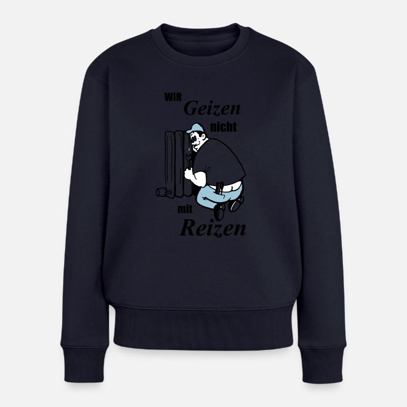 Wir geizen nicht mit Reizen - Frauen Premium Bio Pullover - Navy