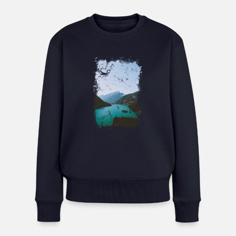 Alpenpanorama - Frauen Premium Bio Pullover - Navy