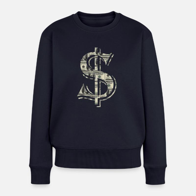Dollar mit 100 $-Scheine gefüllt - Frauen Premium Bio Pullover - Navy
