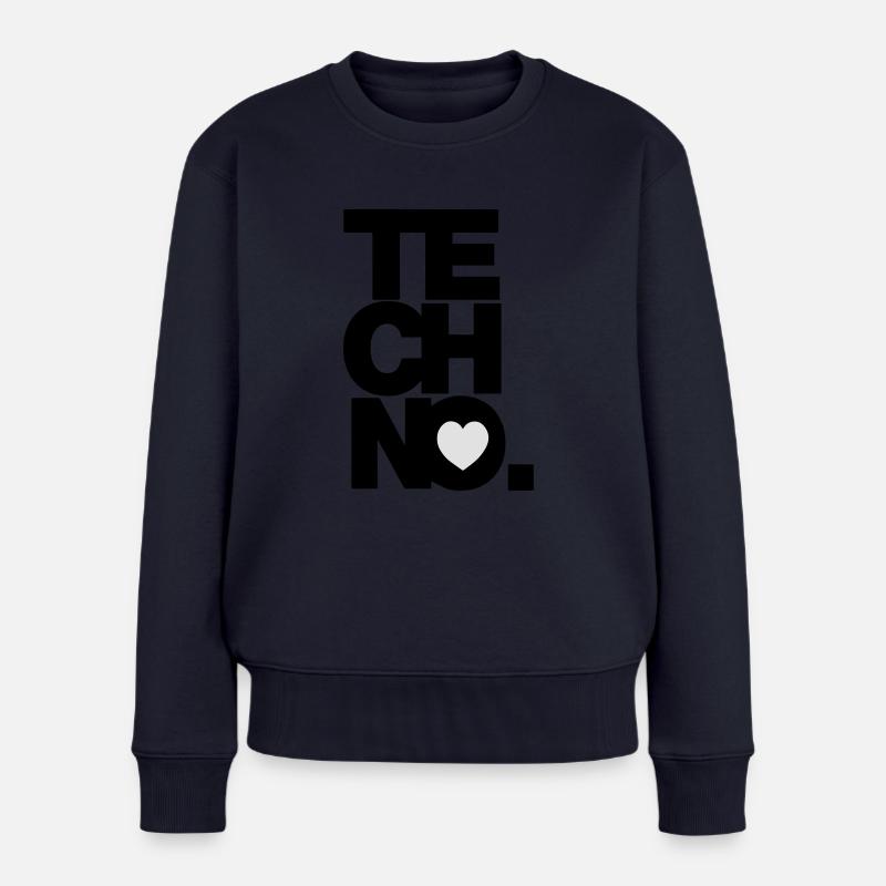 I love TECHNO - Frauen Premium Bio Pullover - Navy