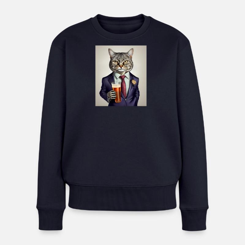 Katze in der Bar - Frauen Premium Bio Pullover - Navy