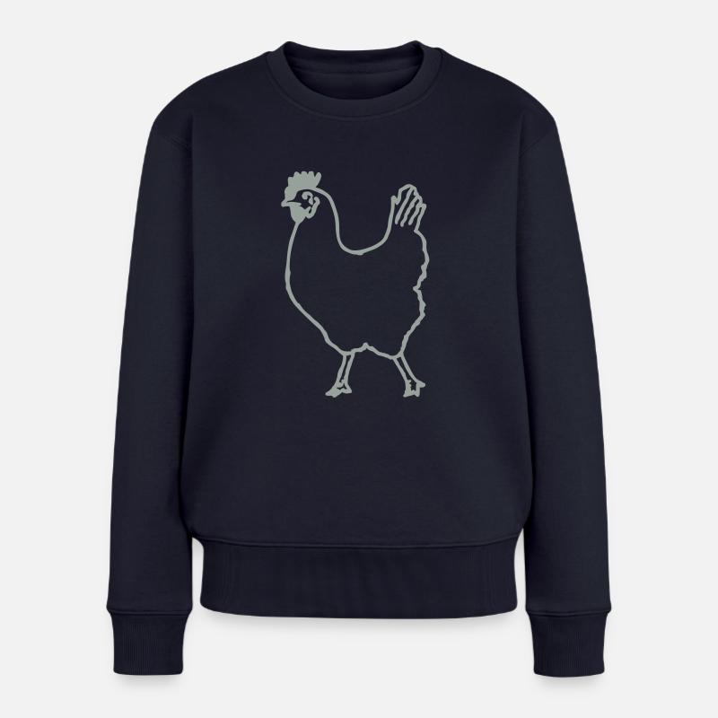 Huhn - Frauen Premium Bio Pullover - Navy