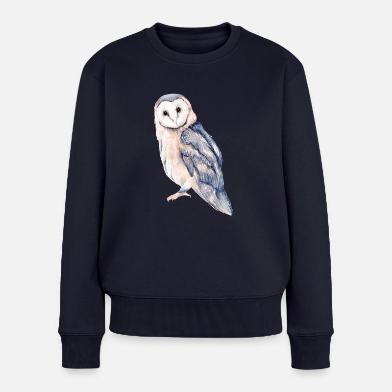 Eule - Frauen Premium Bio Pullover - Navy