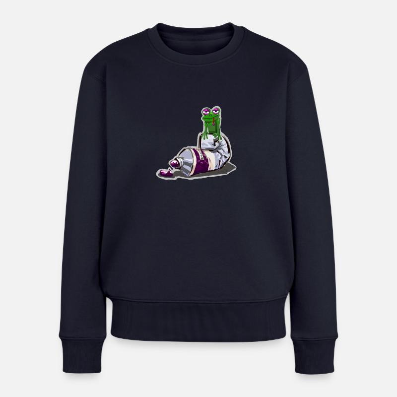 Öl Frosch - Frauen Premium Bio Pullover - Navy