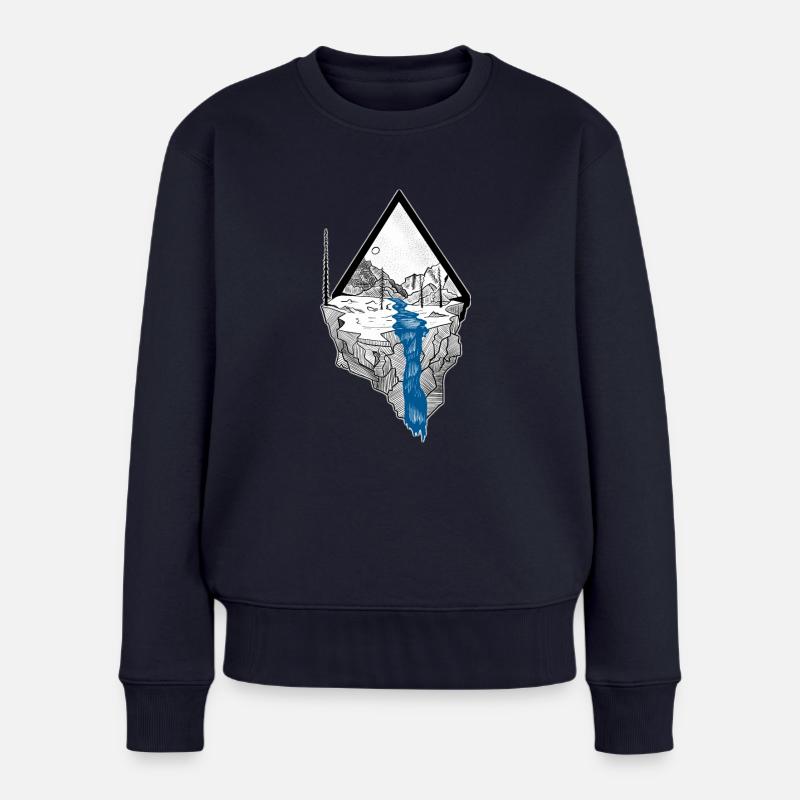 Berglandschaft - Frauen Premium Bio Pullover - Navy