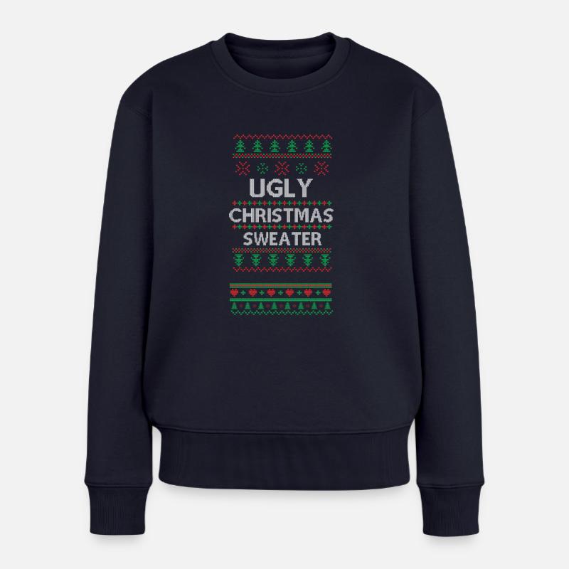 Hässliches Weihnachtsdesign Pixel Art - Frauen Premium Bio Pullover - Navy