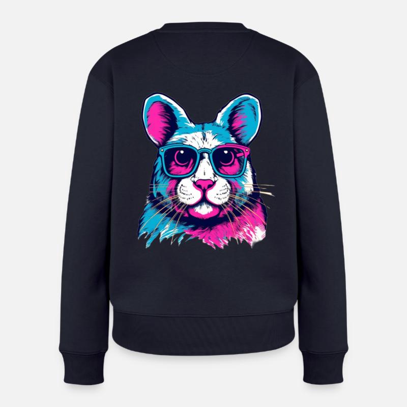 Neonfarben-Hund mit Sonnenbrille - Frauen Premium Bio Pullover - Navy