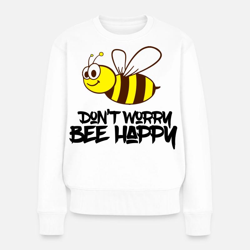 bee happy - Frauen Premium Bio Pullover - Weiß