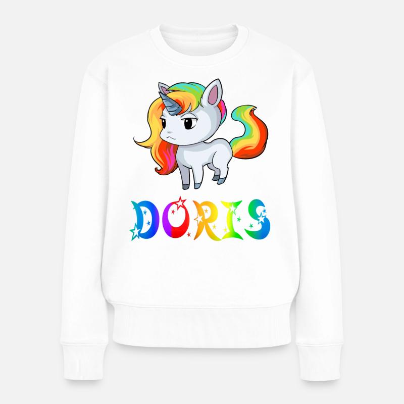 Einhorn Doris - Frauen Premium Bio Pullover - Weiß