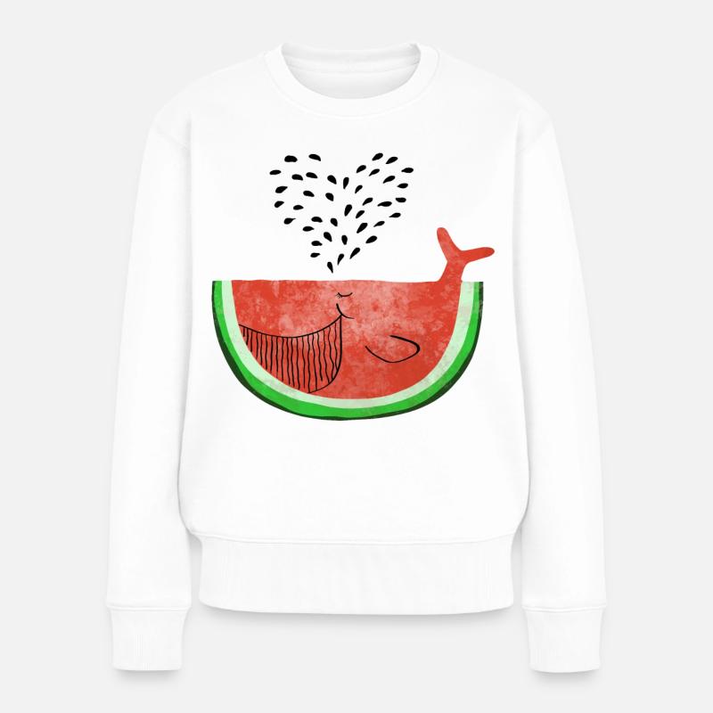 Wassermelone Wal - Walfisch Melone - Früchte -Love - Frauen Premium Bio Pullover - Weiß