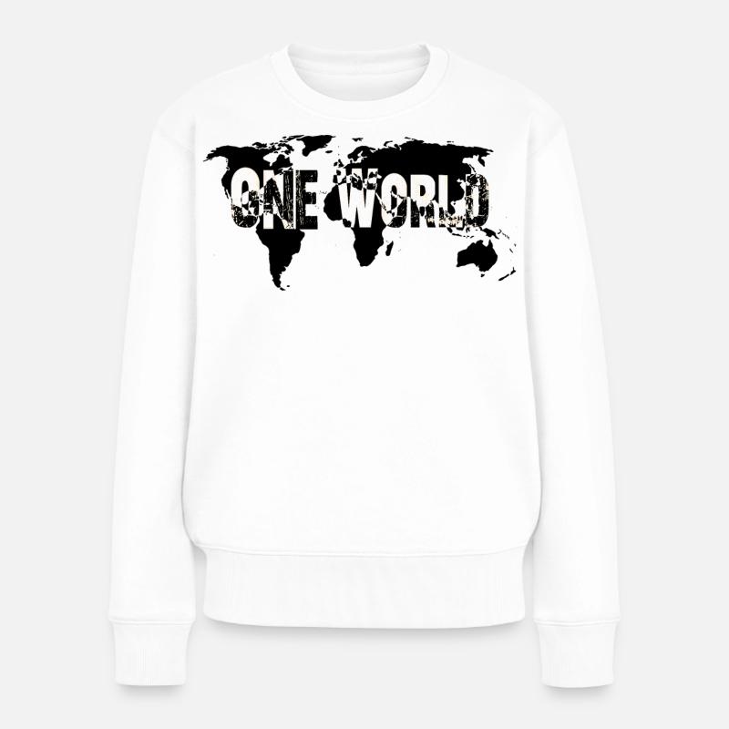 One World -White - Frauen Premium Bio Pullover - Weiß