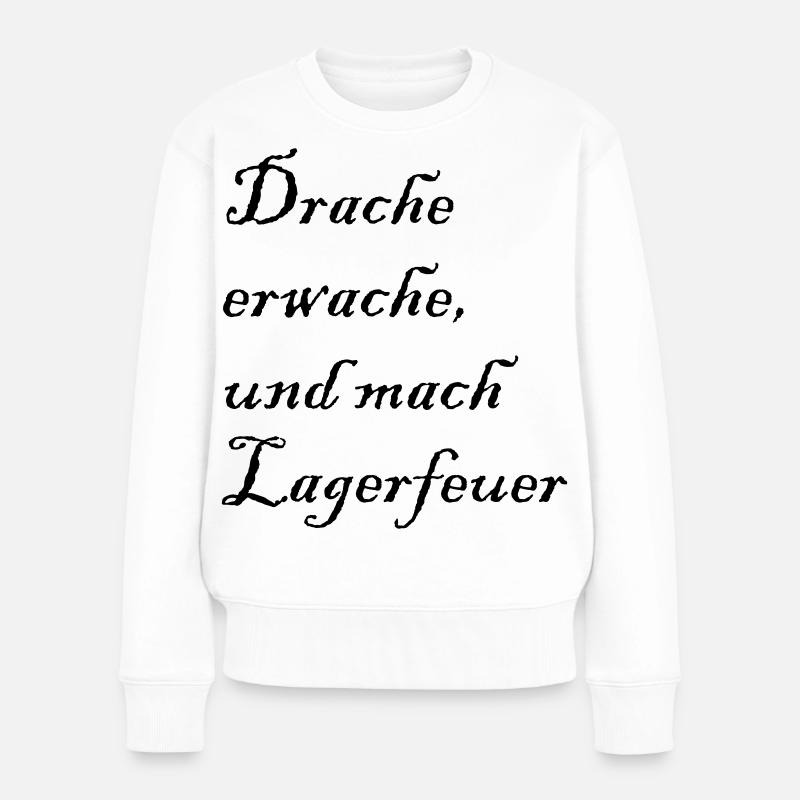 Drache erwache - Frauen Premium Bio Pullover - Weiß