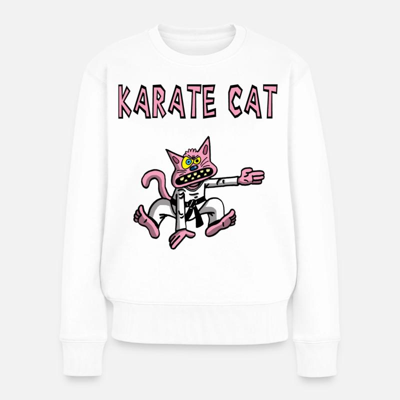 Pink und Karate - Frauen Premium Bio Pullover - Weiß
