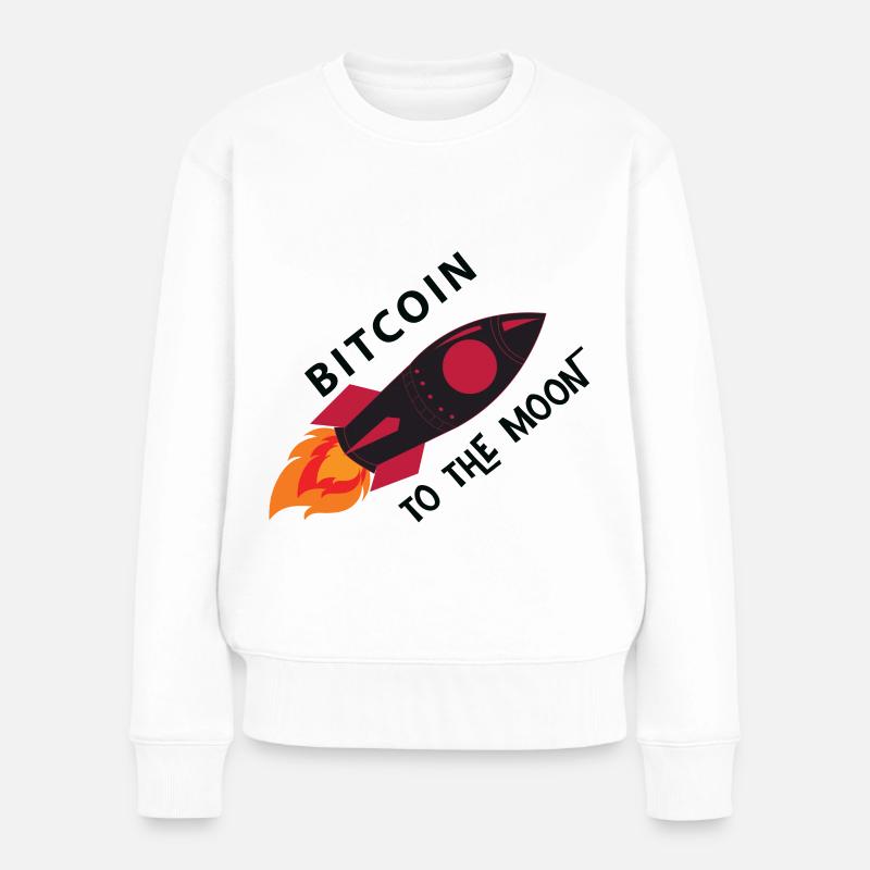 Bitcoin Rakete Mond - Frauen Premium Bio Pullover - Weiß
