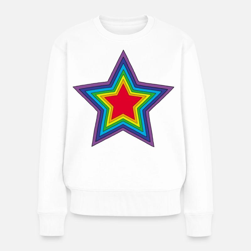 Regenbogenstern - Frauen Premium Bio Pullover - Weiß