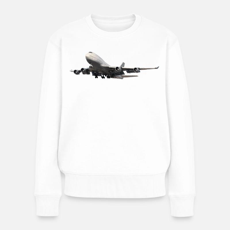 Passagierflugzeug - Frauen Premium Bio Pullover - Weiß