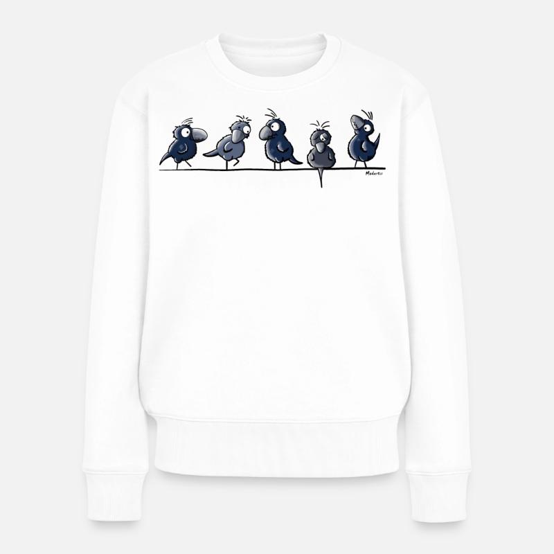 Funny Raben - Frauen Premium Bio Pullover - Weiß
