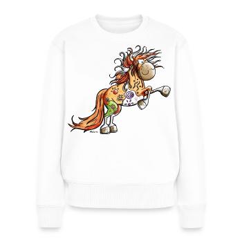 Wildes Indianer Pferd - Frauen Premium Bio Pullover - Weiß - Vorne - Julia (174cm)