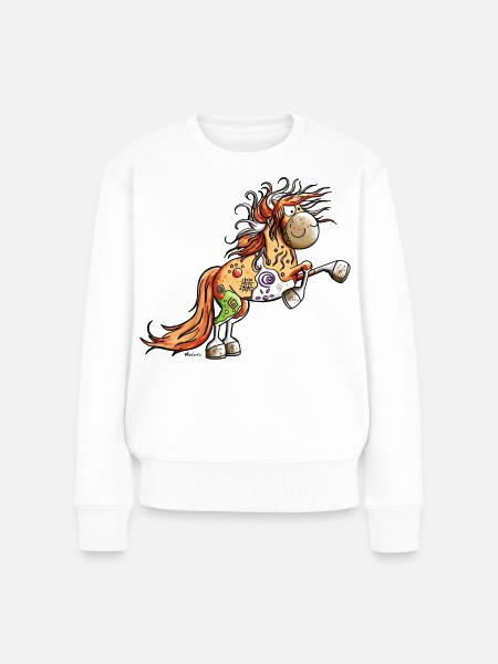 Wildes Indianer Pferd - Frauen Premium Bio Pullover - Weiß