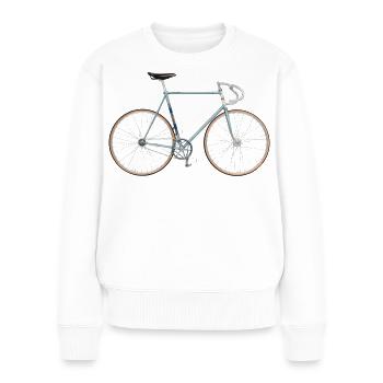 historisches Bahnrad - Frauen Premium Bio Pullover - Weiß - Vorne - Julia (174cm)