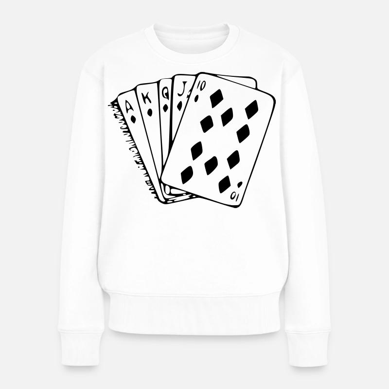 Karten, Kartenspiel, Bridge, Kleejacken, Ass * - Frauen Premium Bio Pullover - Weiß