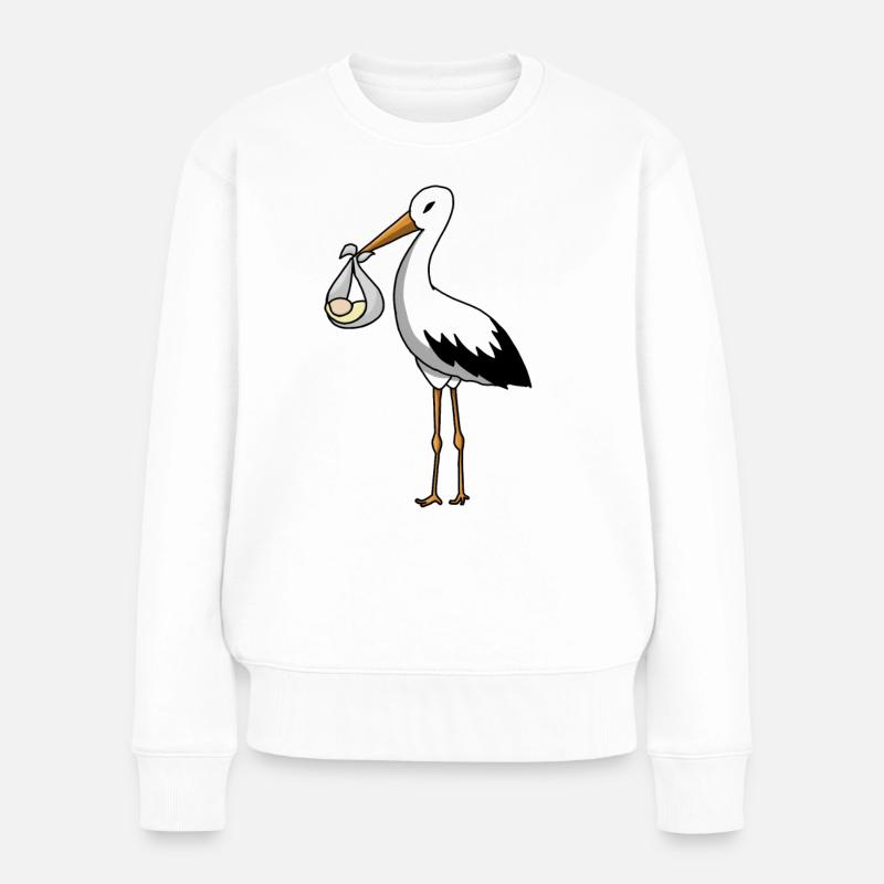 Storch bringt baby - Frauen Premium Bio Pullover - Weiß