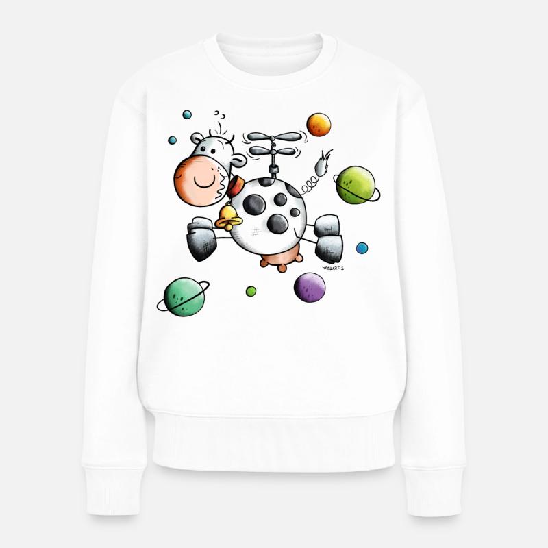 Kuh auf Weltreise - Frauen Premium Bio Pullover - Weiß