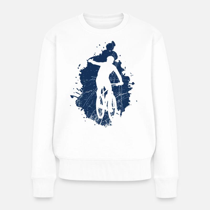 Radfahrer - Fahrrad - Frauen Premium Bio Pullover - Weiß