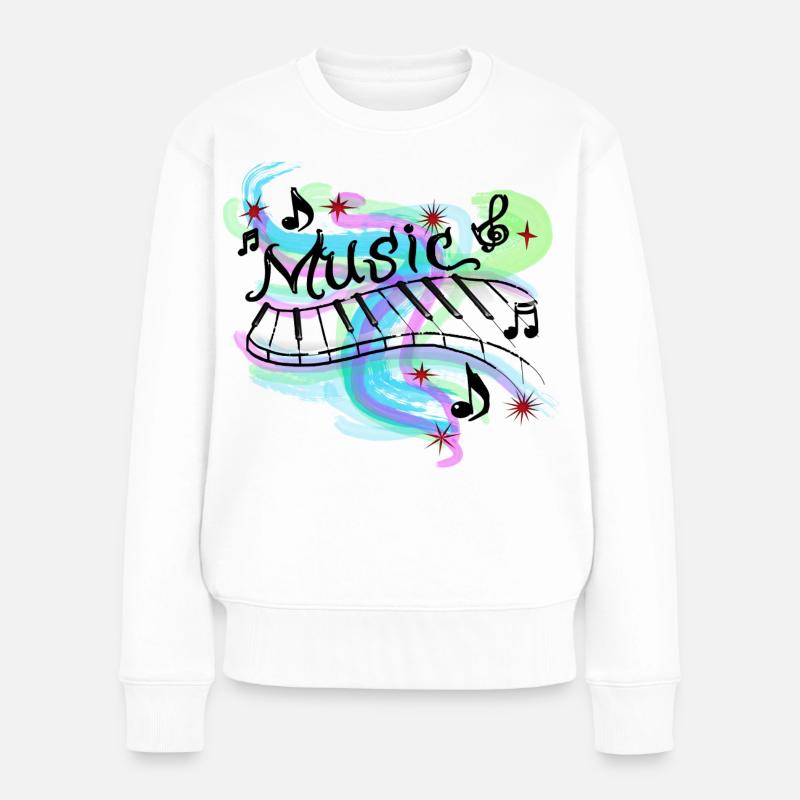 Musik - Frauen Premium Bio Pullover - Weiß