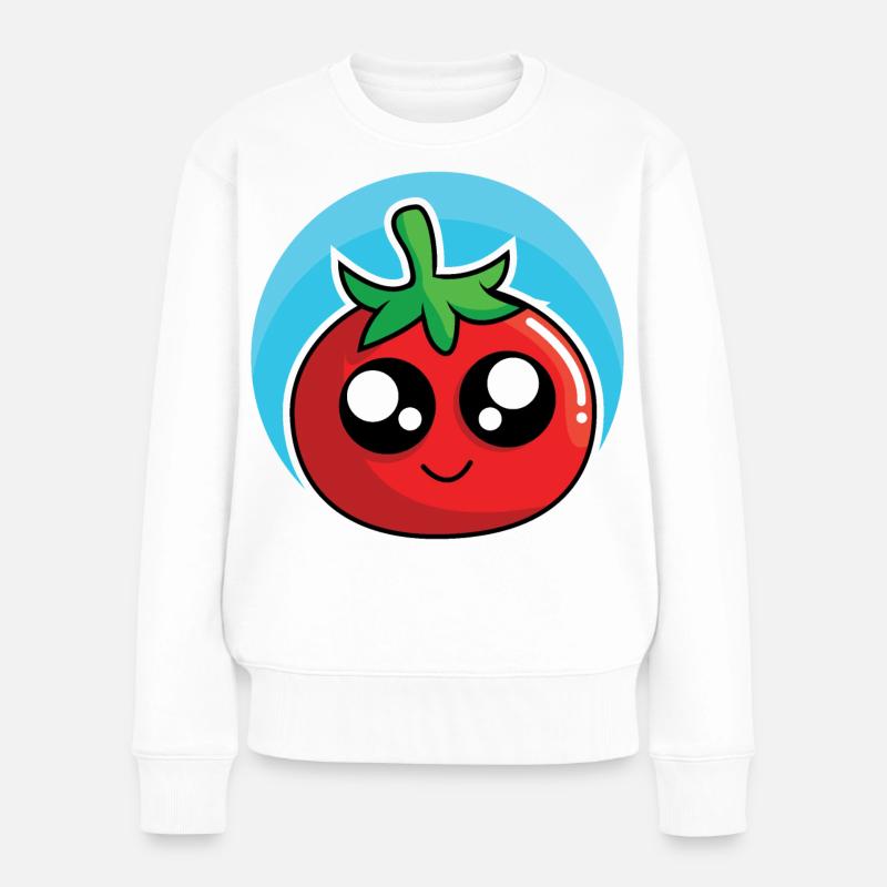 Fröhliche Tomate - Frauen Premium Bio Pullover - Weiß