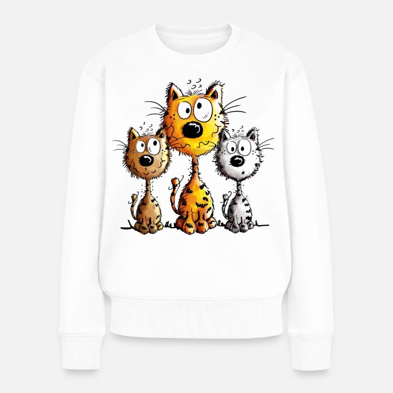 Katzen Freundschaft - Frauen Premium Bio Pullover - Weiß