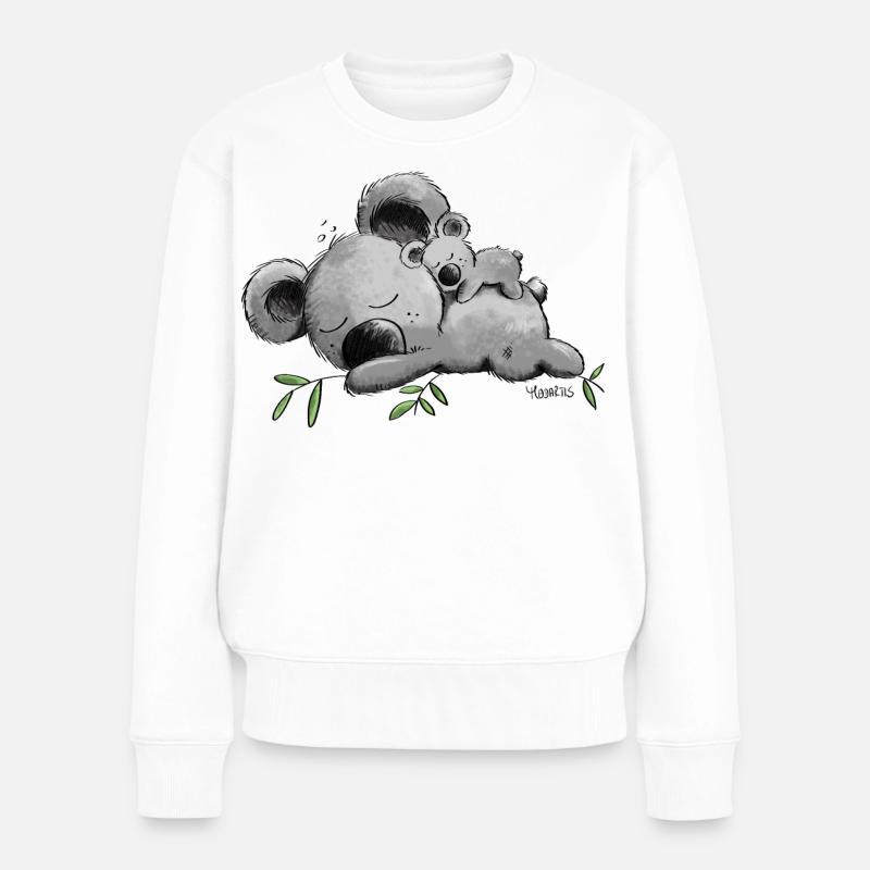 Koala mit Baby - Frauen Premium Bio Pullover - Weiß