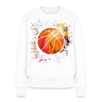 Basketball - BBall - Basket Ball - Basketballer - Frauen Premium Bio Pullover - Weiß - Vorne - Julia (174cm)