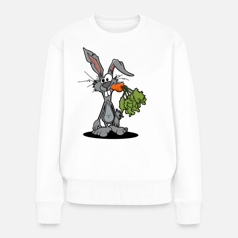 Lustiger Hase Kaninchen Geschenk - Frauen Premium Bio Pullover - Weiß
