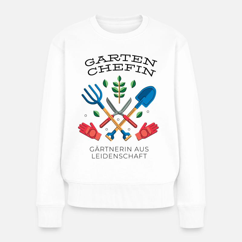Gartenchefin - Frauen Premium Bio Pullover - Weiß