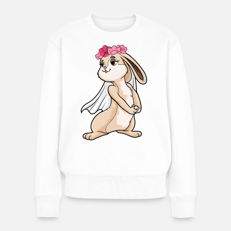 mariage avec voile de mariée lapin - Pull Premium bio Femme - blanc