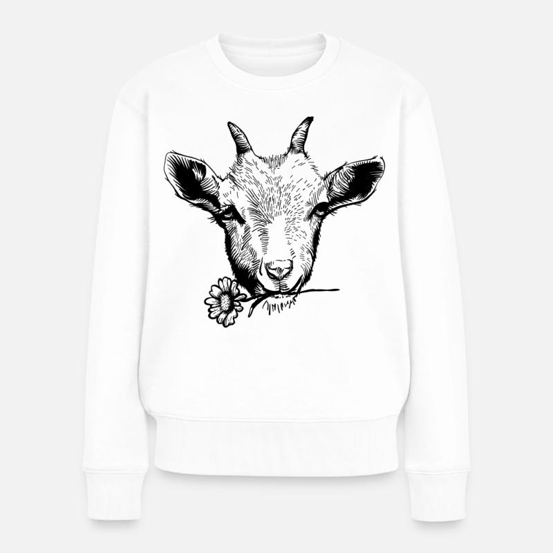 Ziege Geiss - Frauen Premium Bio Pullover - Weiß