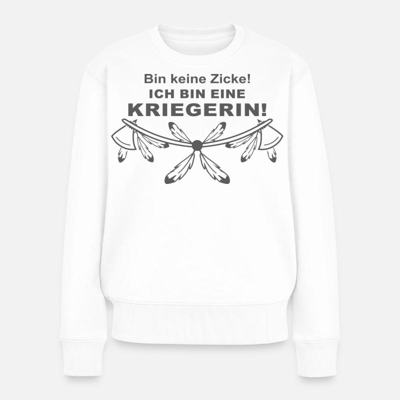 Ich bin eine Kriegerin - Frauen Premium Bio Pullover - Weiß