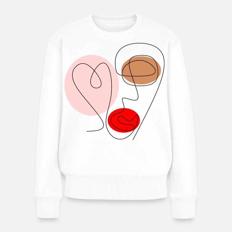Face de dessin au trait - Pull Premium bio Femme - blanc