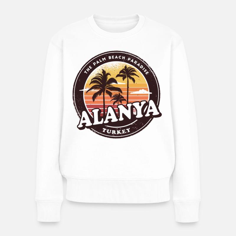 Alanya Türkei Vintage Beach Design / Geschenkidee - Frauen Premium Bio Pullover - Weiß