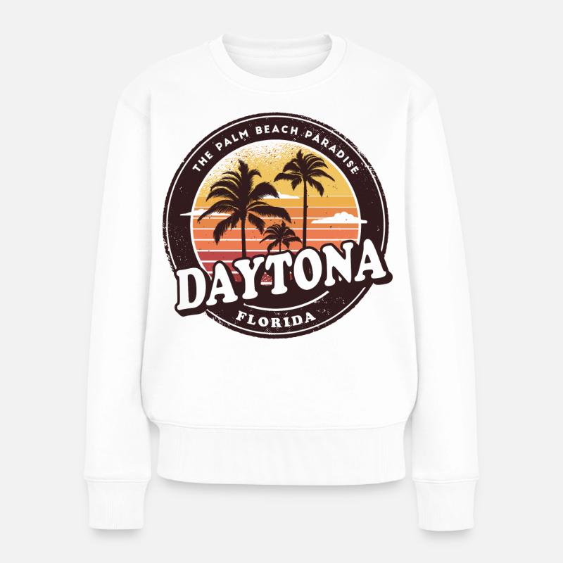 Daytona Florida Vintage Beach Design / Geschenk - Frauen Premium Bio Pullover - Weiß