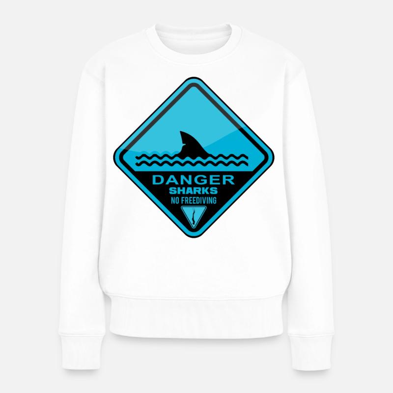 Danger Sharks Pas d’apnée - Pull Premium bio Femme - blanc