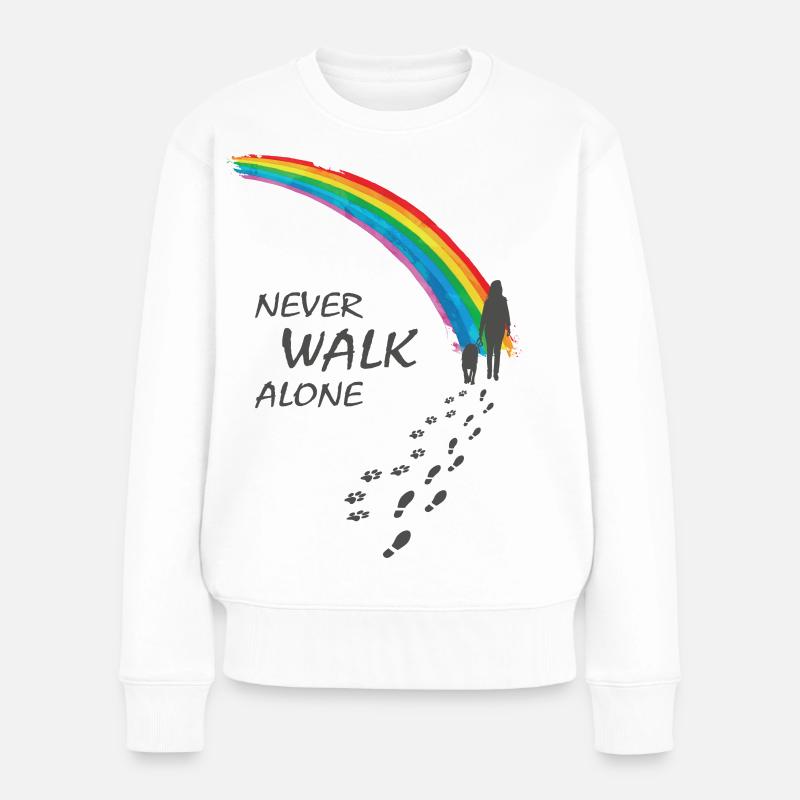 Never walk alone - Doglovers Hundeliebhaber Gassi - Frauen Premium Bio Pullover - Weiß